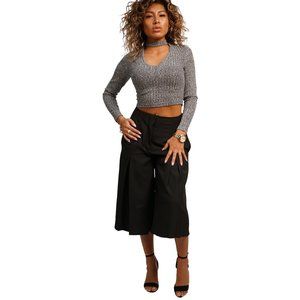 Womens Black Casual Party Loose Drape Pant